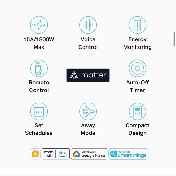 New! Kasa Matter Smart Plug w/ Energy Monitoring, 2-Pack - Picture 2 of 13